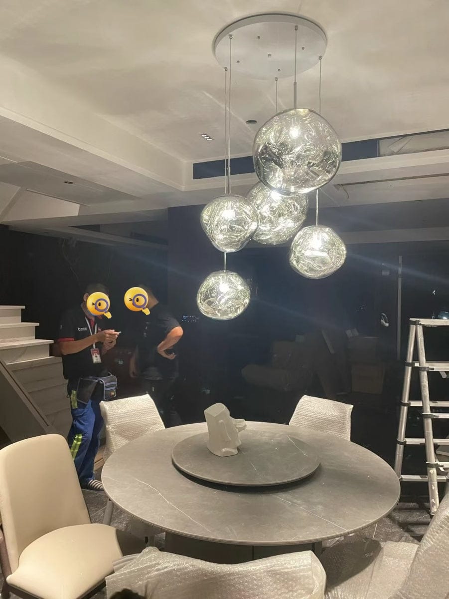 Customer photo review of Tambora Lava Pendant Light(Mixed Sizes), Bulb Version