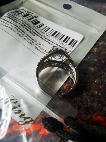 Customer photo review of Silver-Tone Ring Modern Cubic Zirconia Centerpiece — Silver | KIMLUD