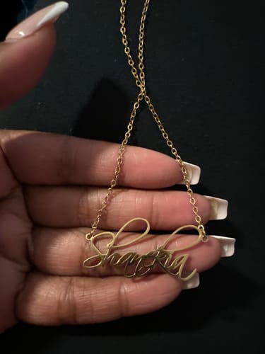 Customer photo review of Personalized Script Necklace
