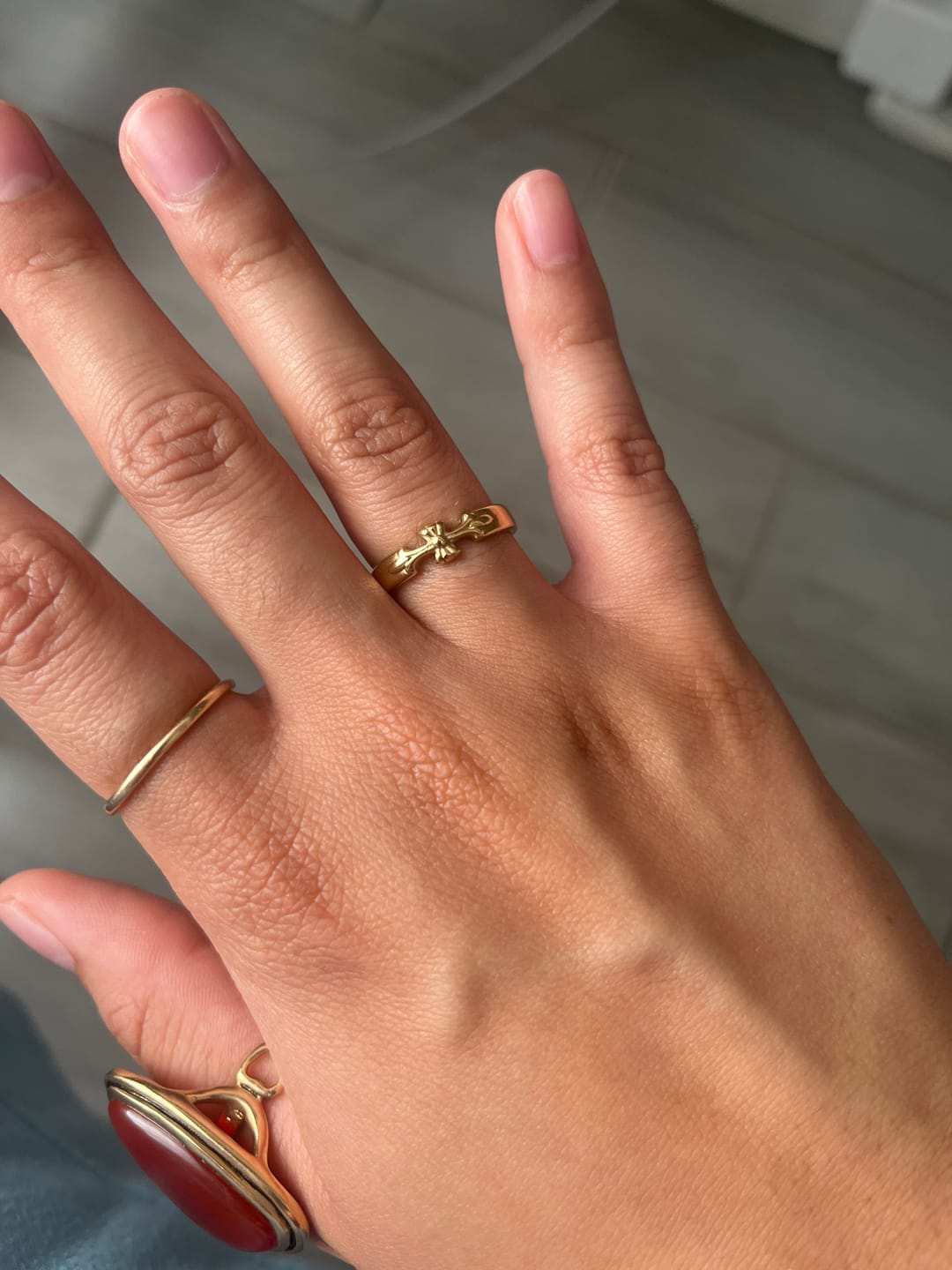 Customer photo review of Chrome Cross Ring Band