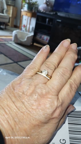 Customer photo review of Louily Classic Half Eternity Thin Women's Wedding Band In Sterling Silver