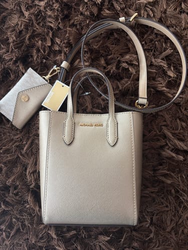 Customer photo review of Vincent Extra-Small Metallic Crossbody Bag With Logo Card Case (PALE GOLD)