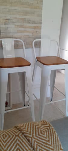 Customer photo review of Set X2 Juego Taburete Banqueta Tolix Metal Asiento Madera