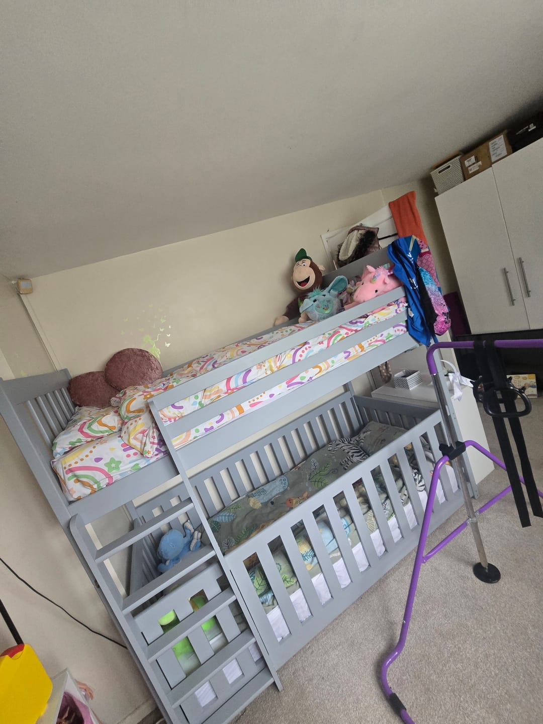 Customer photo review of Wooden Bunk Bed Cris with Cot Bed