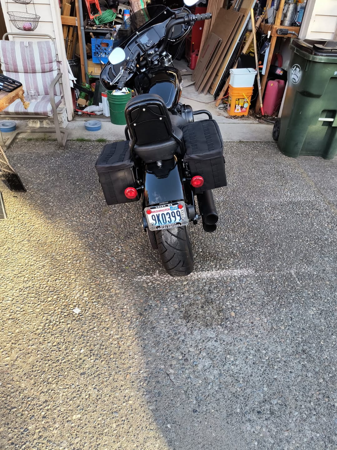 Customer photo review of 18L - Patriot Medium Motorcycle Throw Over Saddlebags for Harley Softail Street Bob FXBB