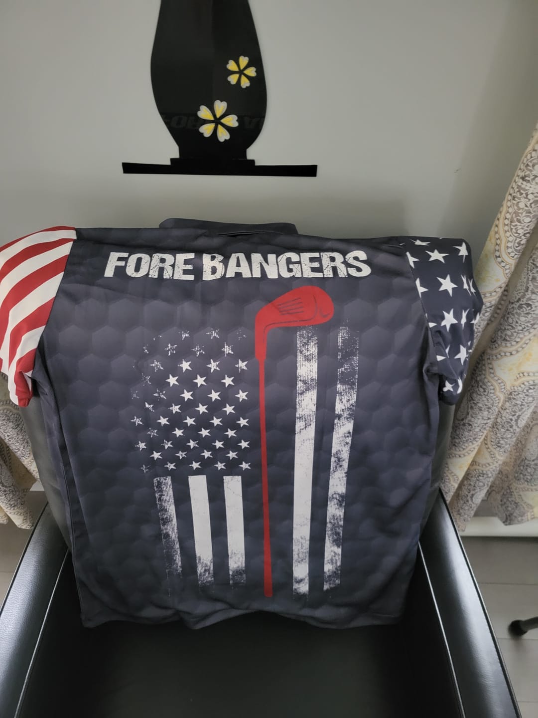 Customer photo review of Navy American Flag Mens Golf Polo Shirts Custom Patriotic Team Golf Shirts For Men Golf Gifts LDT1428
