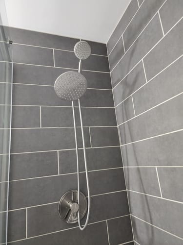Customer photo review of 1-Handle Valve and Trim Shower System wtih Dual Shower Head