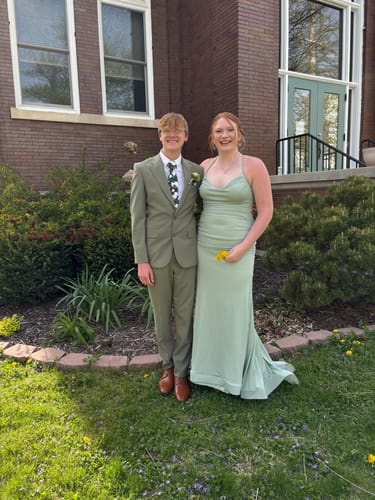 Customer photo review of Green Emerald Floral Necktie Set