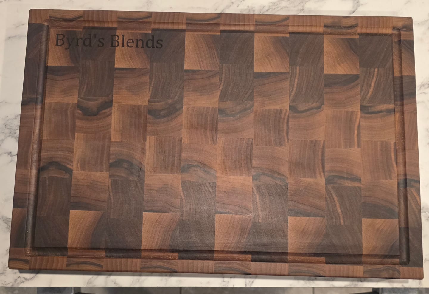 Customer photo review of Personalized Double-sided Walnut  End Grain Cutting Board