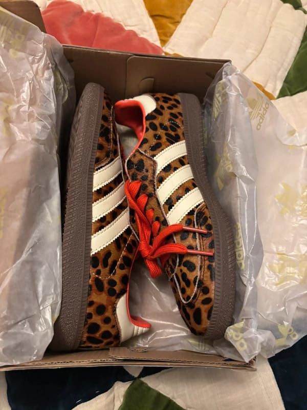 Customer photo review of Adidas Samba OG 'Preloved Red Leopard' – Women’s
