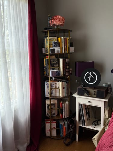 Customer photo review of Flycity 3-5 Tier Rotating Bookshelf With 360° Spinning Display