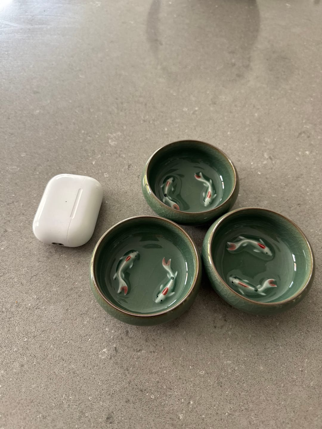 Customer photo review of Buddha Stones Colorful Koi Fish Ceramic Teacup Kung Fu Tea Cup Bowl