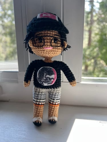 Customer photo review of Dolly® Personalized Crochet Doll with Photo Card