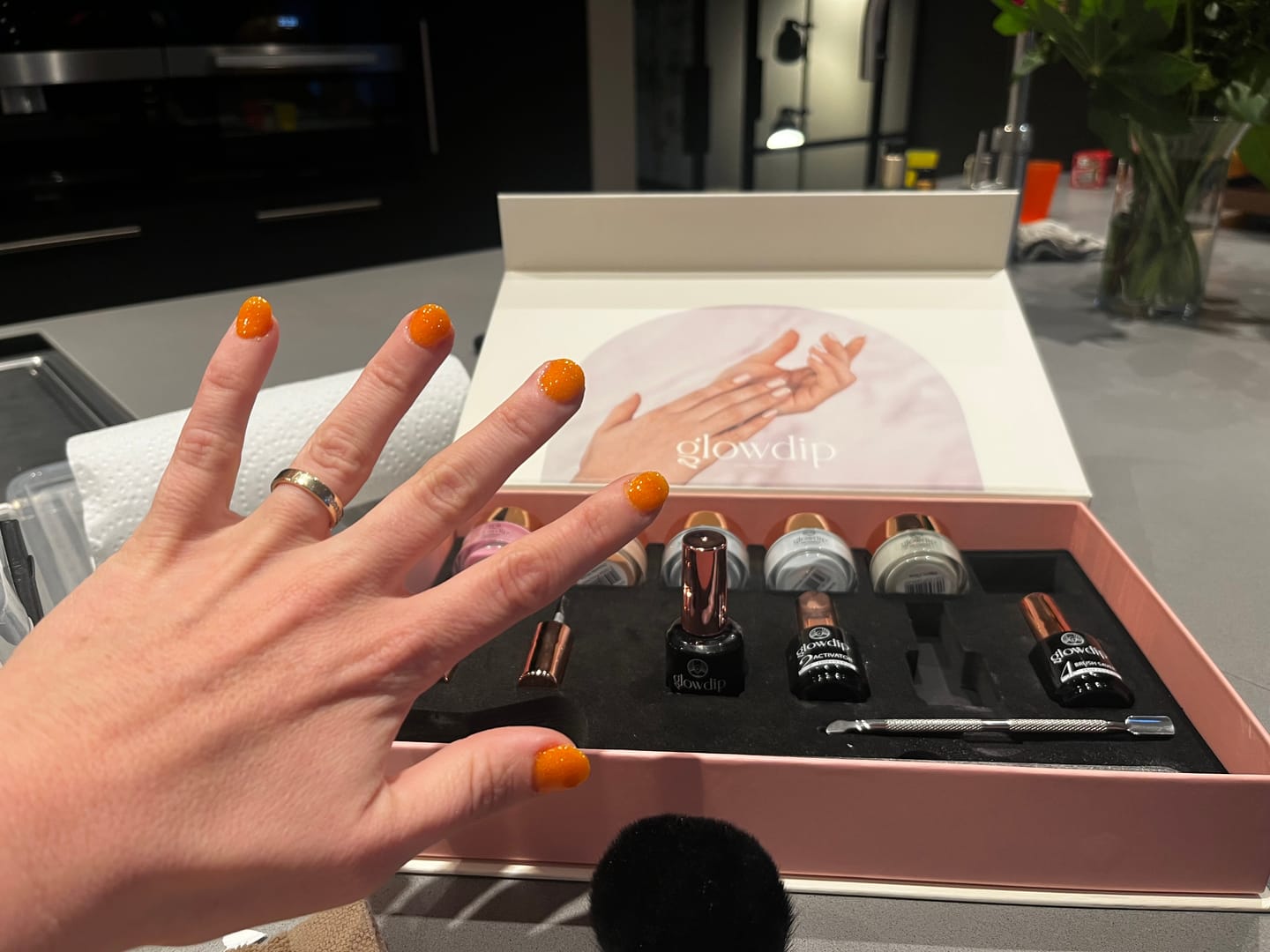 Customer photo review of Tangerine Orange Dipping Powder