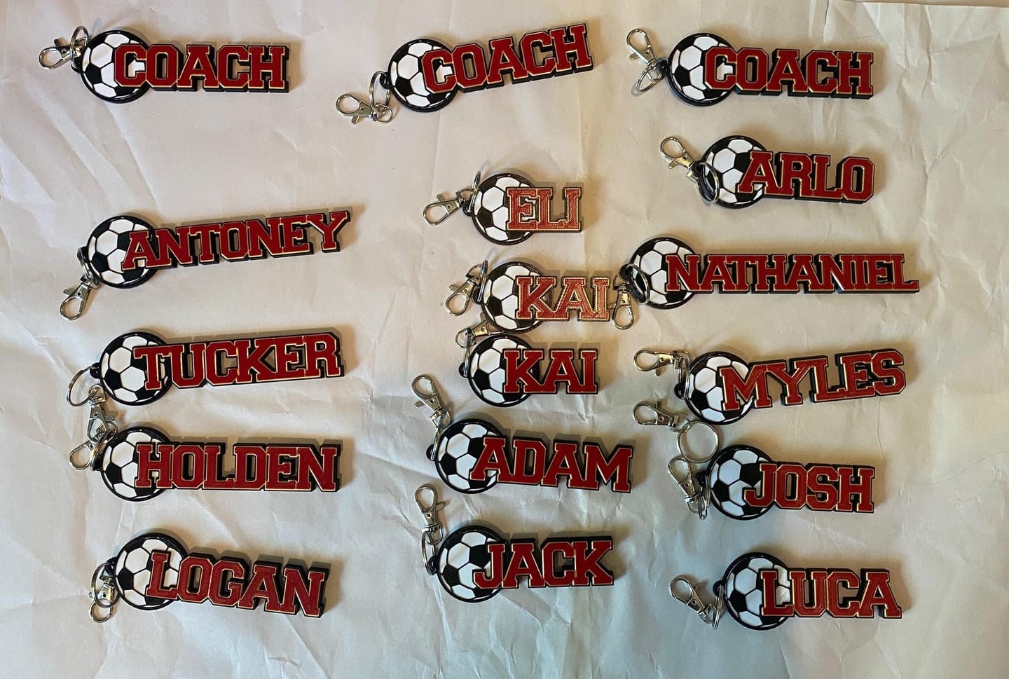 Customer photo review of Personalized Soccer Bag Tag | Team Gift & Player Bundle