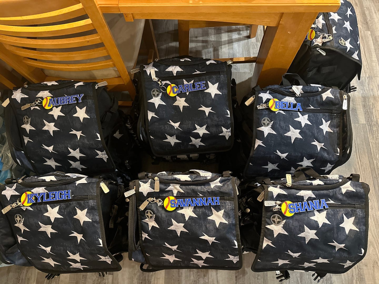 Customer photo review of Personalized Baseball Bag Tag - Team and Player Gift