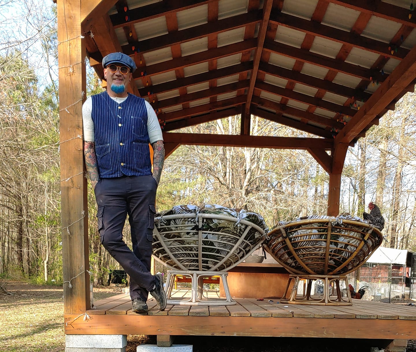 Customer photo review of Striped Denim Newsboy Cap