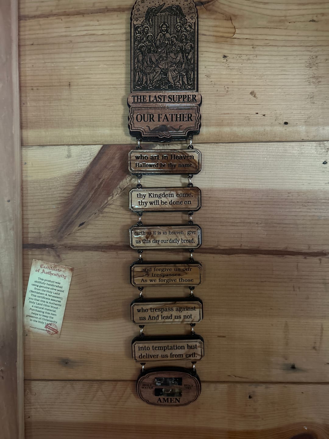 Customer photo review of Lord's Prayer and Last Supper Wall Hanging – Crafted in the Holy Land