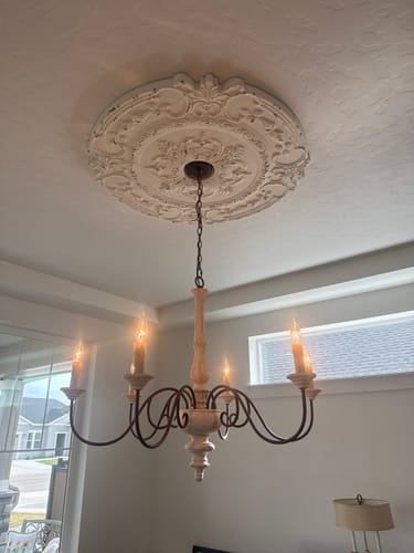 Customer photo review of Farmhouse 6 Light Wood Weathered Anchor Chandelier