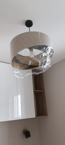 Customer photo review of Abażur Ankora - szara lampa wisząca welurowa do salonu, sypialni (asymetria 1xE27) ręcznie robiona