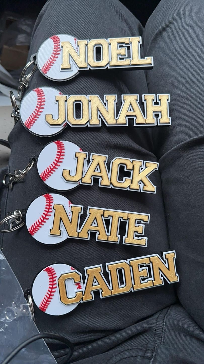 Customer photo review of Personalized Baseball Bag Tag - Team and Player Gift