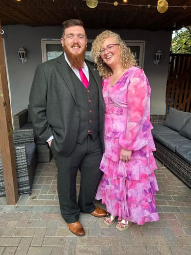 Customer photo review of Green Herringbone Tweed 3 Piece Suit