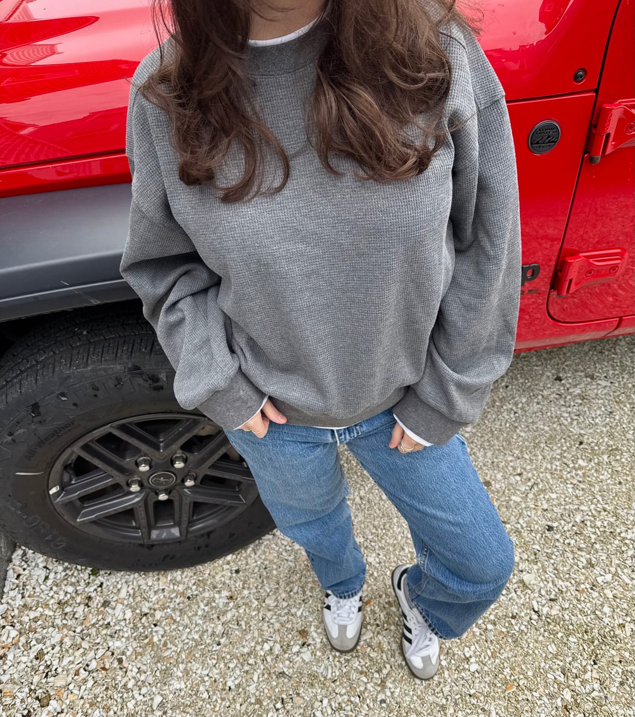 Customer photo review of LT24037 Two Tone Waffle-knit Cotton Sweatshirt