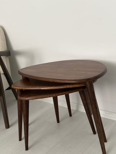 Customer photo review of Zigon Sehpa 3'lü Set - Masif Ahşap Meşe Ağacı (Ercol Stil)