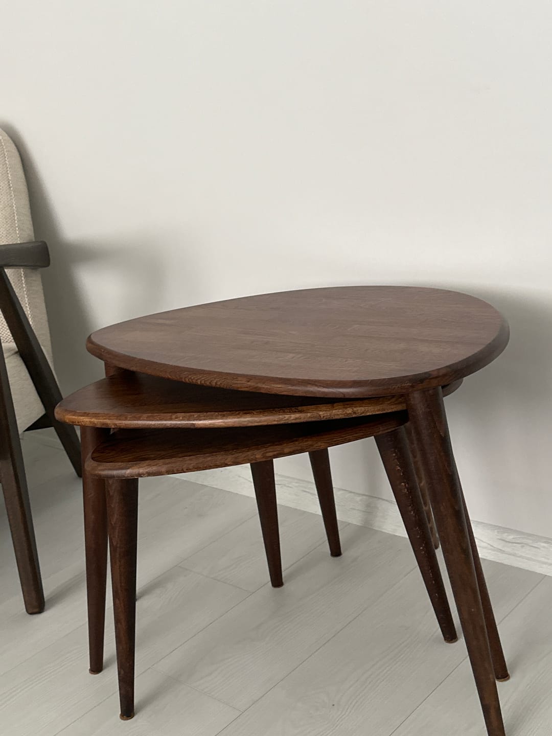 Customer photo review of Zigon Sehpa 3'lü Set - Masif Ahşap Meşe Ağacı (Ercol Stil)