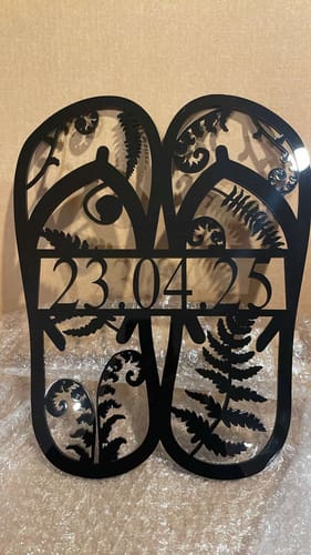 Customer photo review of Personalised Kiwiana Fern Jandals