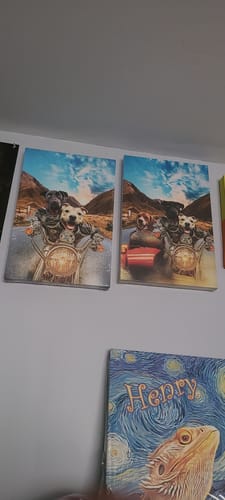 Customer photo review of 'Harley Wooferson' Personalized 3 Pet Canvas