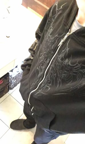 Customer photo review of Shadow Monarch Oversized Zip-up Hoodie [DARKNESS]