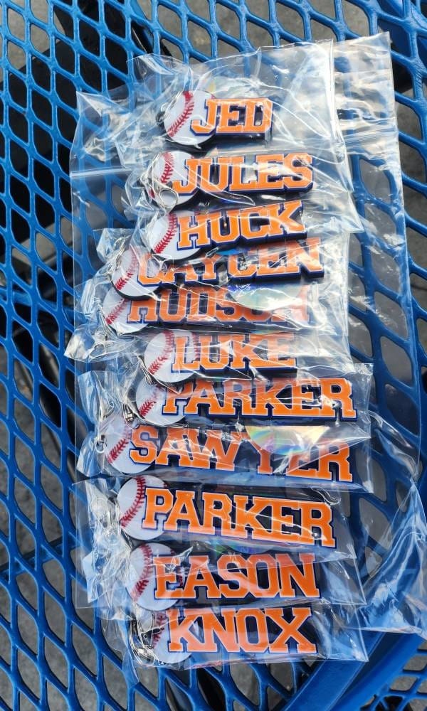 Customer photo review of Personalized Baseball Bag Tag - Team and Player Gift