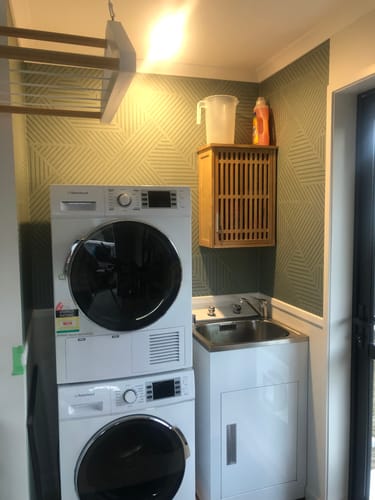 Customer photo review of Elba - Geometric Wood Panel Wallpaper - Sage