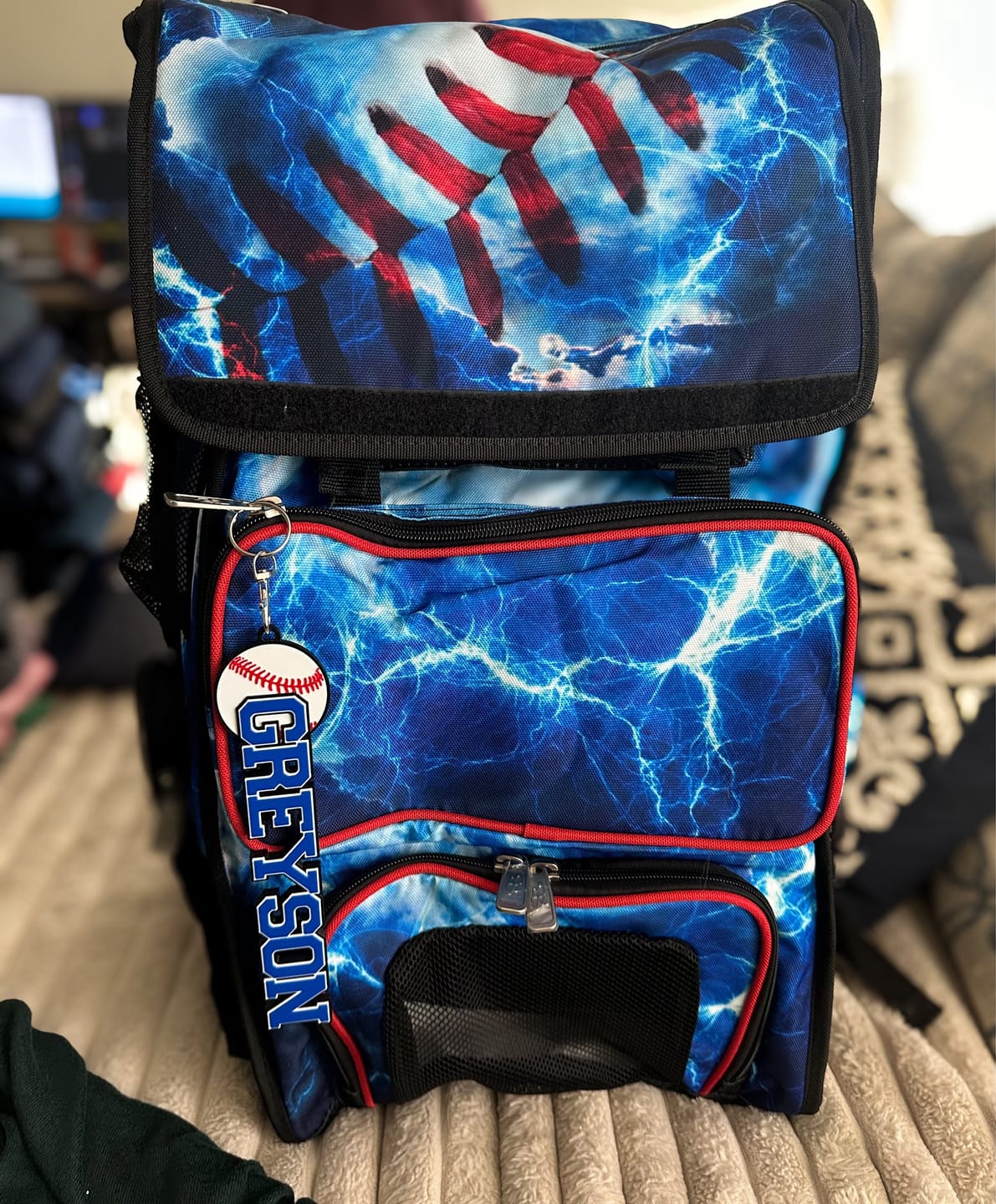 Customer photo review of Personalized Baseball Bag Tag - Team and Player Gift