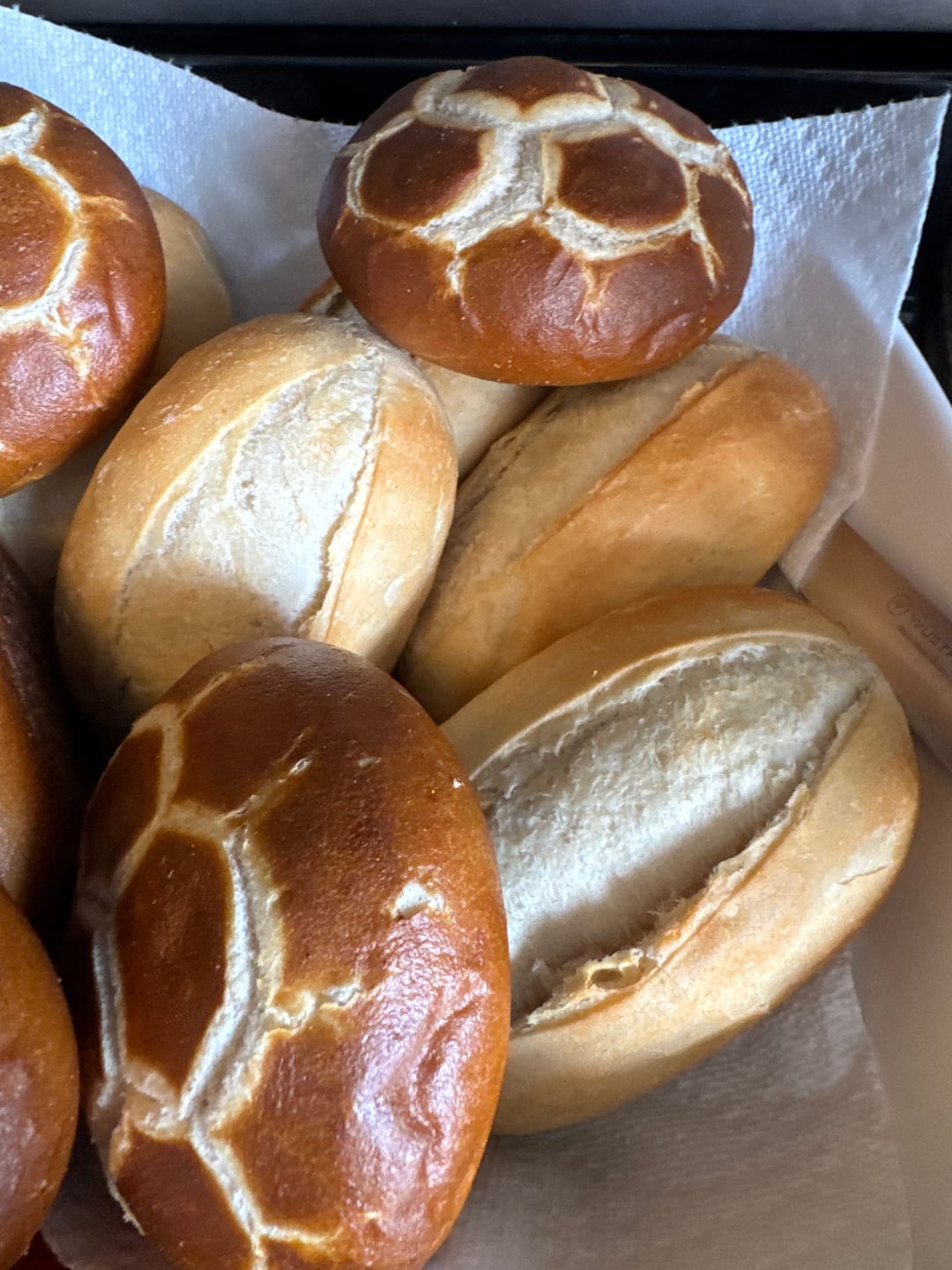 Customer photo review of Pretzel Sandwich Rolls (5 pack)