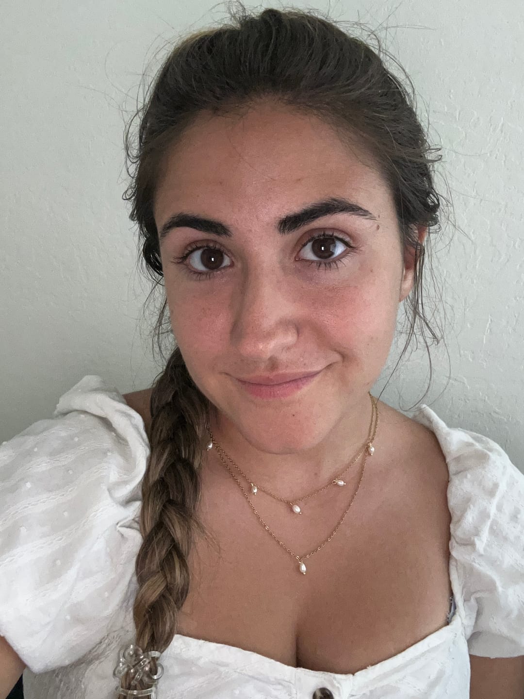 Customer photo review of Kayla Pearl Drop Layered Necklace