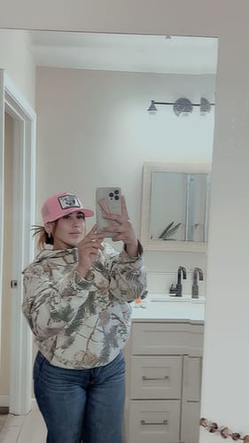 Customer photo review of Lazy J Ranch Pink Willow Cattle Headquarters Classic Five Panel Trucker Hat
