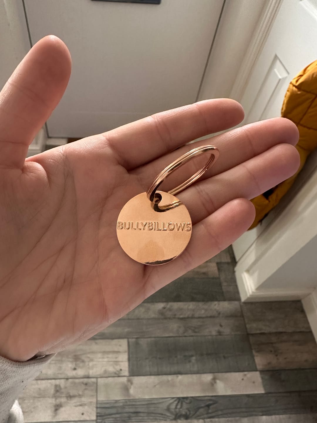 Customer photo review of Dog ID Tag - Rose Gold (With Gift Box)