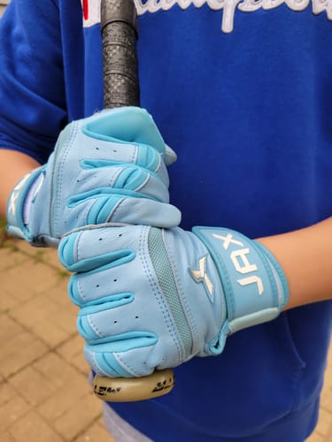 Customer photo review of Jax Batting Gloves | Baby Blue | Pro Cuff