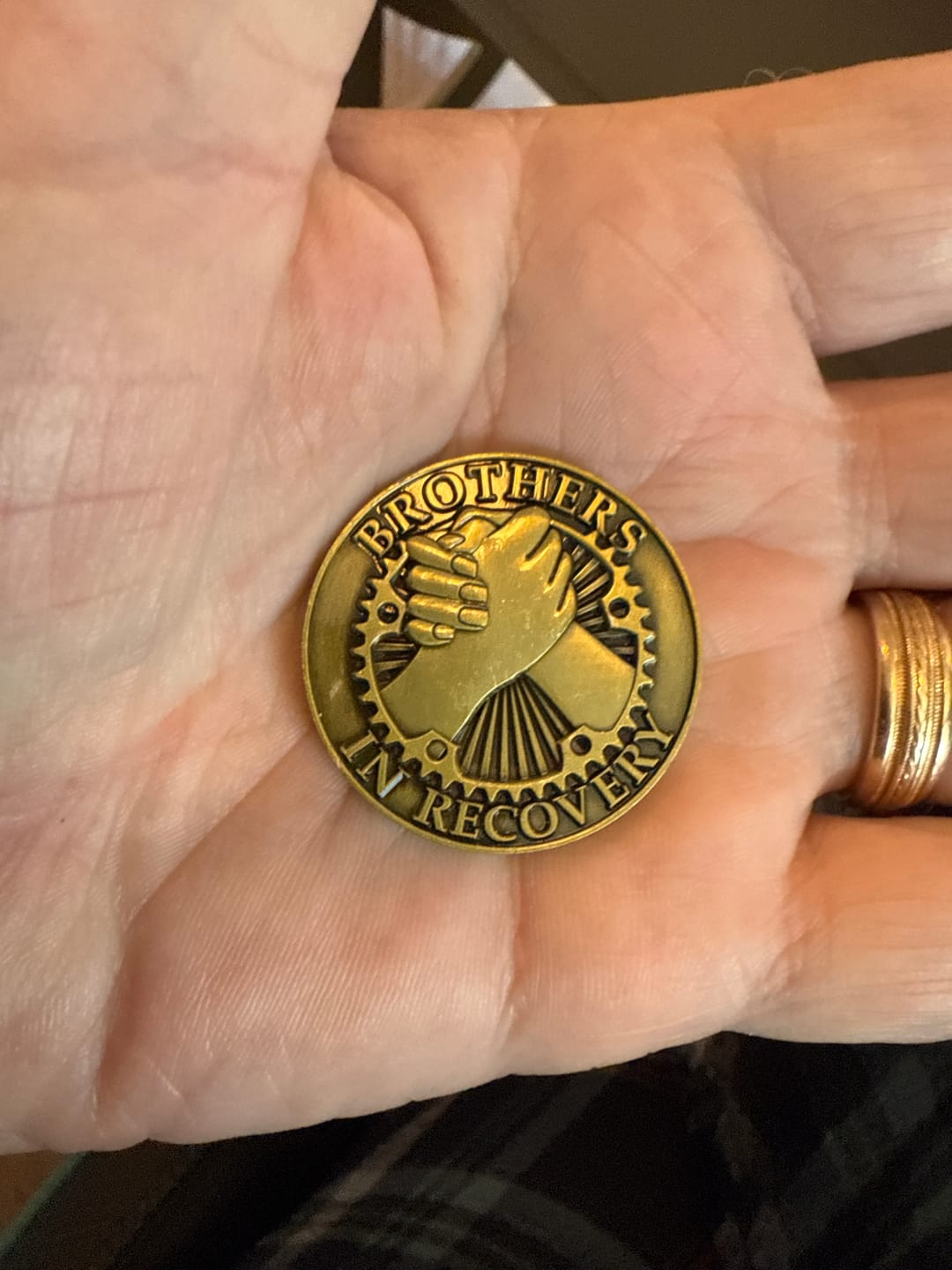 Customer photo review of Brothers in Recovery AA/NA Sobriety Medallion - Bronze