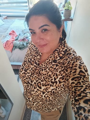 Reseña con foto de un cliente sobre Set Pijama Animal Print Dreamy