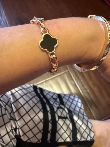 Customer photo review of Gold Plated Black Lucky Floral Charms Bracelets
