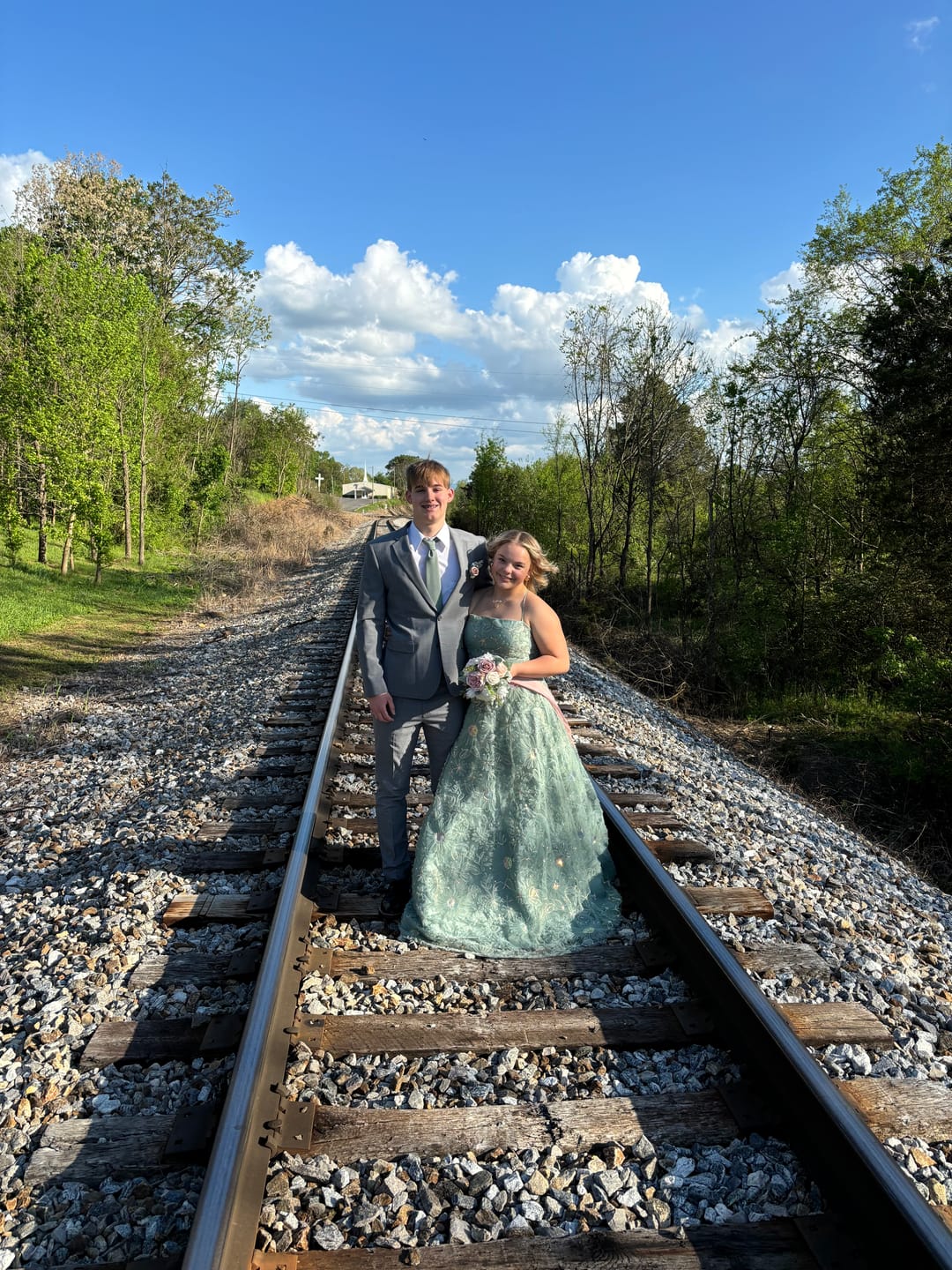Customer photo review of Dusty Sage Necktie- Sage Tie for Wedding