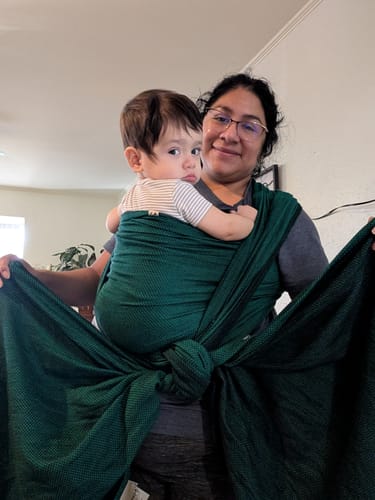 Customer photo review of Herringbone Emerald Woven Wrap by LennyLamb