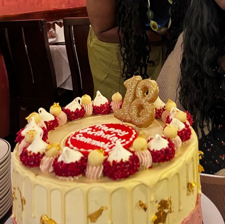 Customer photo review of Raspberry & White Chocolate Cake