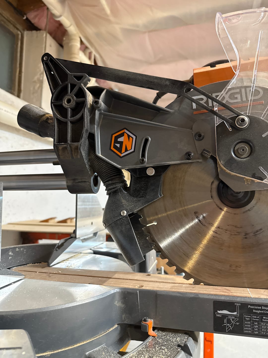 Customer photo review of Ridgid 12" Sliding Miter Saw Dust Collection Chute (R4222)
