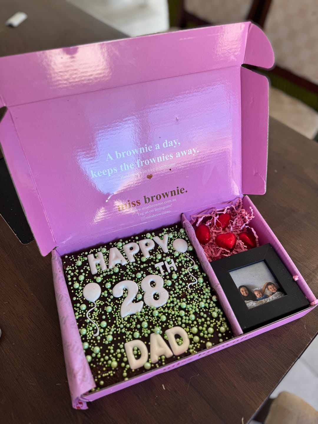 Customer photo review of Mini Custom Birthday Brownie