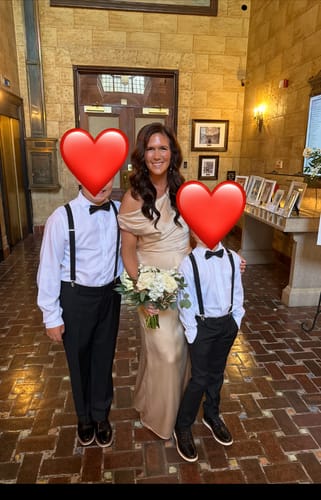 Customer photo review of Black Bow Tie & Black Suspenders Set- Groomsmen Ring Bearer Wedding Accessories