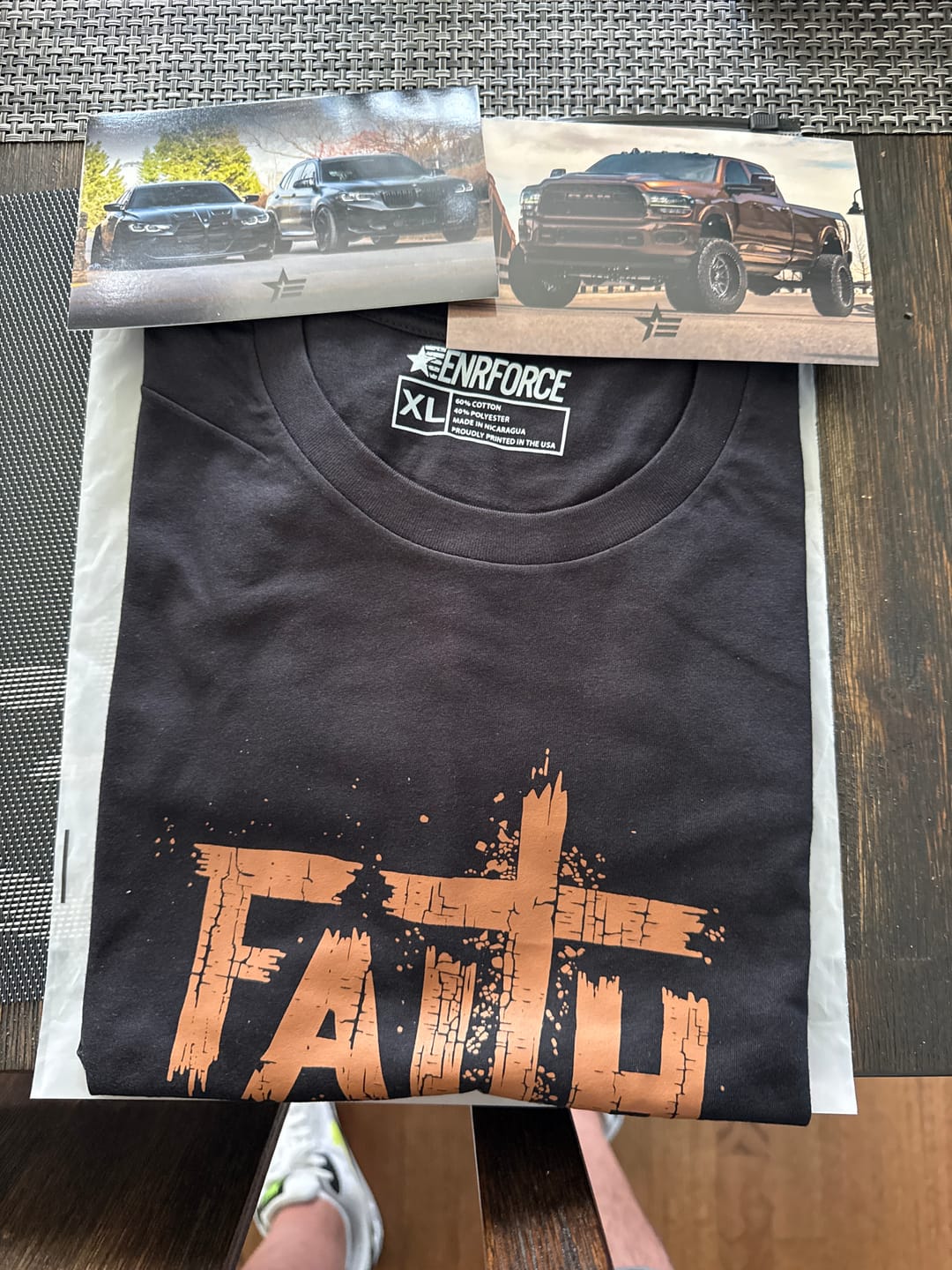Customer photo review of Faith Over Fear Tee